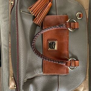 Dooney & Bourke Gray and Brown Leather Satchel Aubrey bag vintage